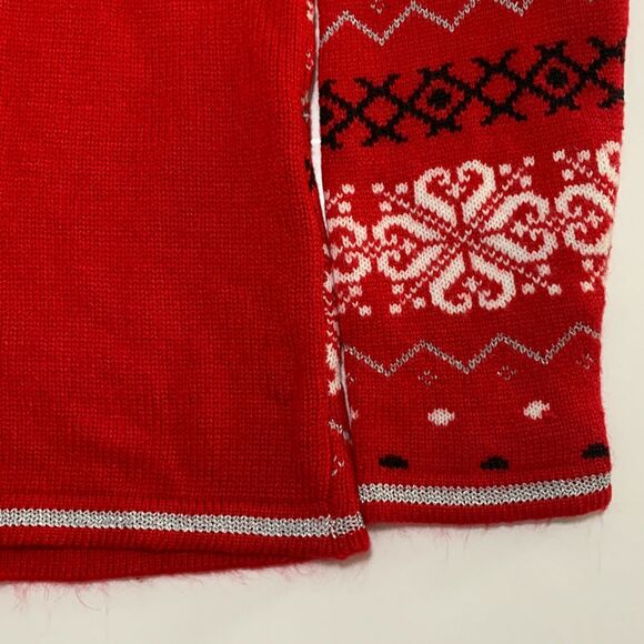 Holiday Time Christmas Pullover Ugly Sweater XL Womens Red Fair Isle Crew Sequin - Picture 7 of 8